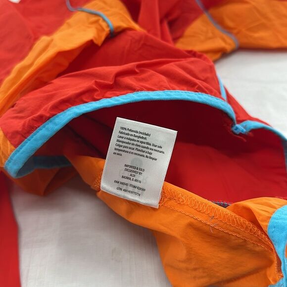 Aldi Gear Jacket Medium Red Orange Blue Hooded Full Zip Windbreaker - Picture 8 of 10
